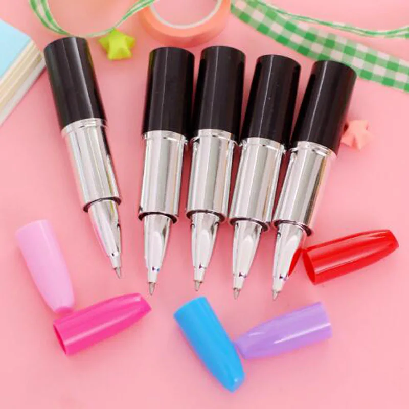Красивая Шариковая ручка Творческий губная помада для школьные канцелярские