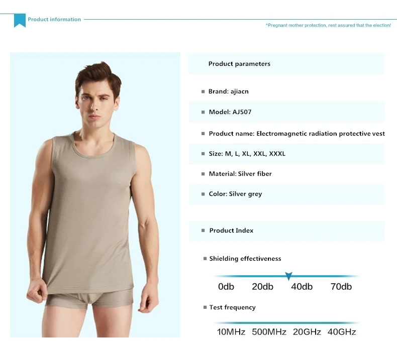 Radiation protective underwear,Silver fiber material,anti-electromagnetic radiation EMF shielding   sleeveless shirt