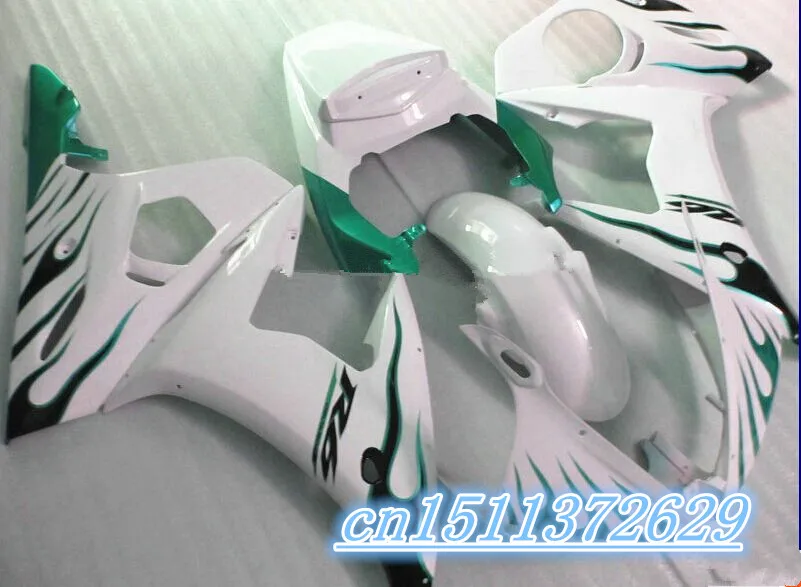 

white with green fairing set fit for YZF R6 2003 2004 2005 fairings kit YZF R6 03 04 05