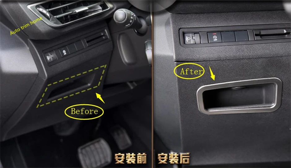 

Main Drive Glove Storage Box Handle Cover Trim Fit For Peugeot 3008 3008GT 2017 2018 2019 2020 2021 Interior Stainless Steel