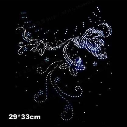 

2pc/lot neckline flower design hot fix rhinestones iron on crystal transfers design transfer on design
