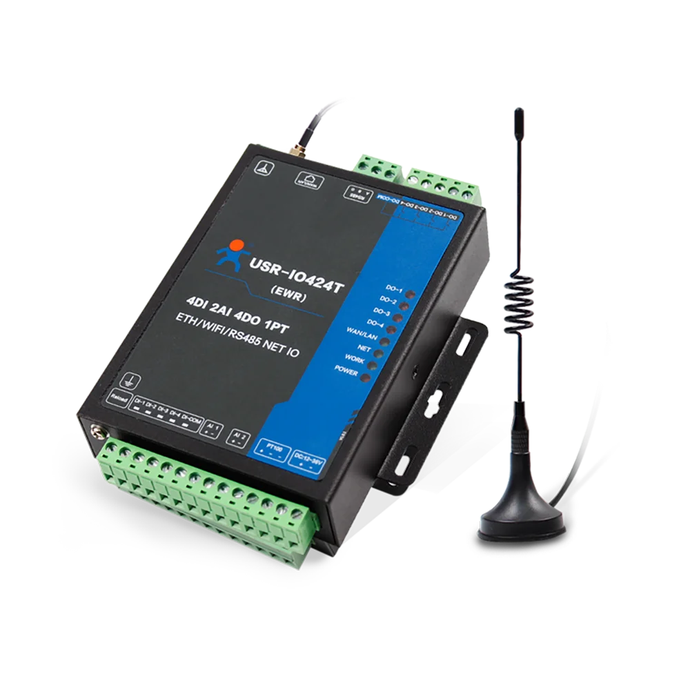 4-канальный WIFI и Ethernet сетевой контроллер IO поддерживает 4 DI/4 DO/2AI/1PT/RS485 порт Master Slave