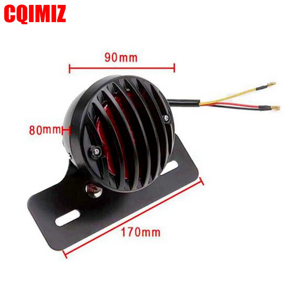 

4" Black Grille Round Metal Motorcycle Brake Tail Light For Harley Bobber Chopper Custom Cafe Racer