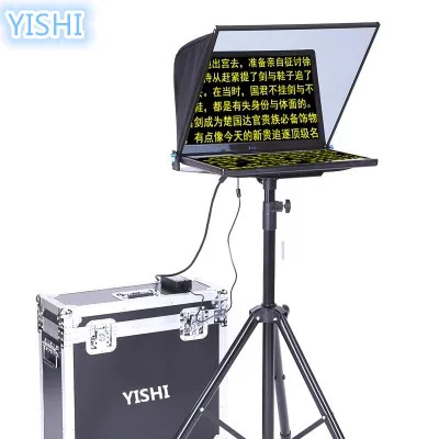 Черный YISHI с выдвижной ручкой, размером 24 дюйма, сумка складной Портативный телесуфлер для Новости Интервью конференции речи студия специальная телесуфлер речи читателя - Цвет: Черный