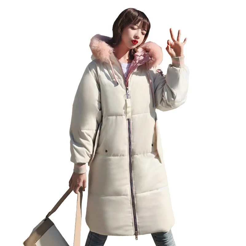 

Women Chic Anti season clearance Winter Cotton Long Thickening Over-knee Easy Thin Korean Heavy Cotton-padded Jacket Parkas down
