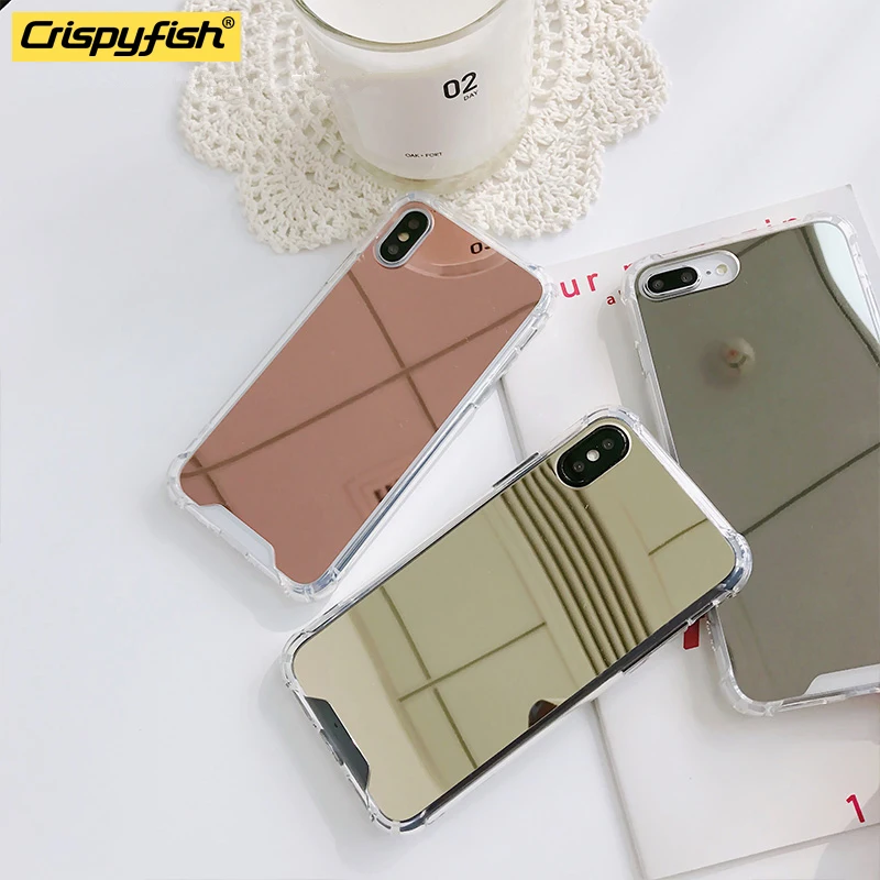 Противоударный мягкий чехол с косметическим зеркалом для iPhone 7 8 Plus