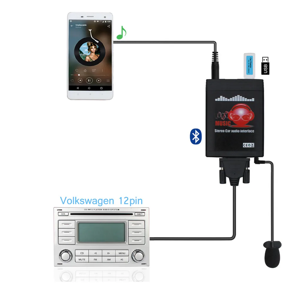 Автомобильный адаптер Moonet Bluetooth MP3 USB/AUX 3 5 мм стерео Hands Free 12 контактов подходит для