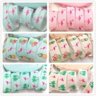 Эластичная лента для волос, 14 цветов, 10 ярдов, с принтом фламинго, ананаса, гибискуса, 58 дюйма