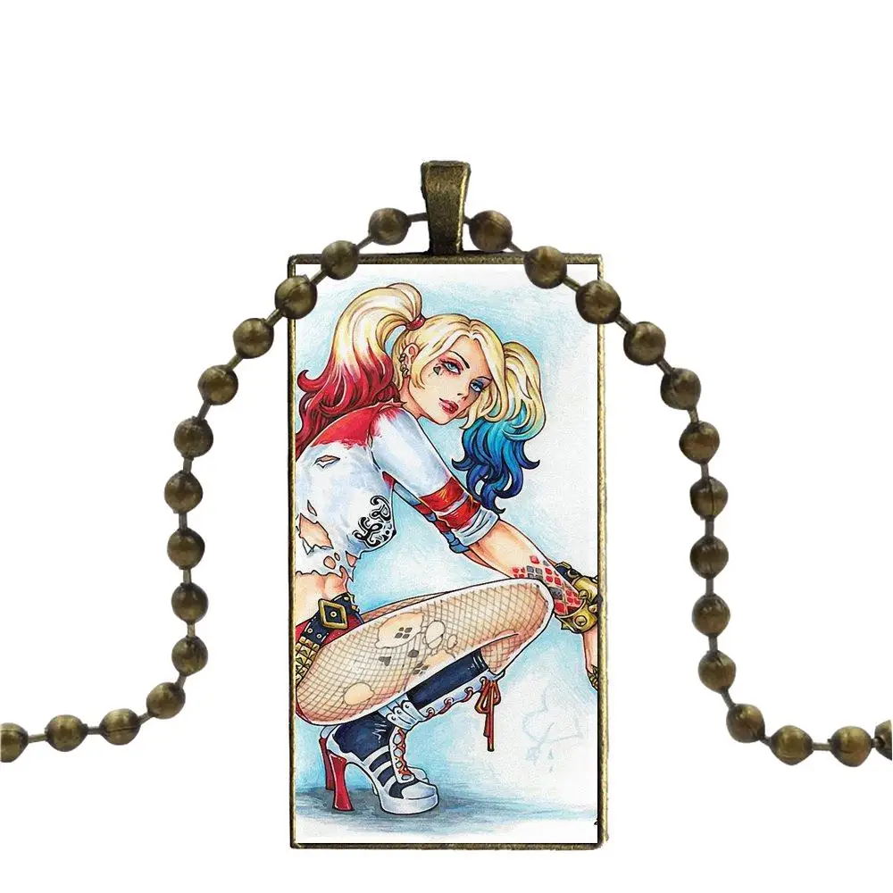 EJ Glaze Super Hero Poison Ivy Harley Fashion Glass Cabochon Pendant Rectangle Necklace Choker Jewelry For Wedding | Украшения и