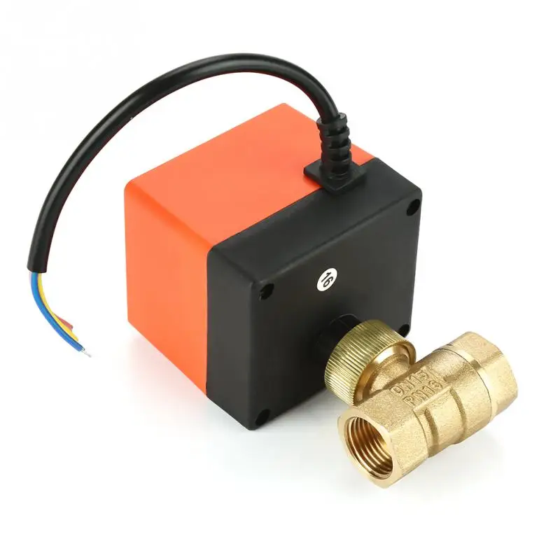 Моторизованный клапан латунный шаровой 2 ходовой электрический 3 проводной 1