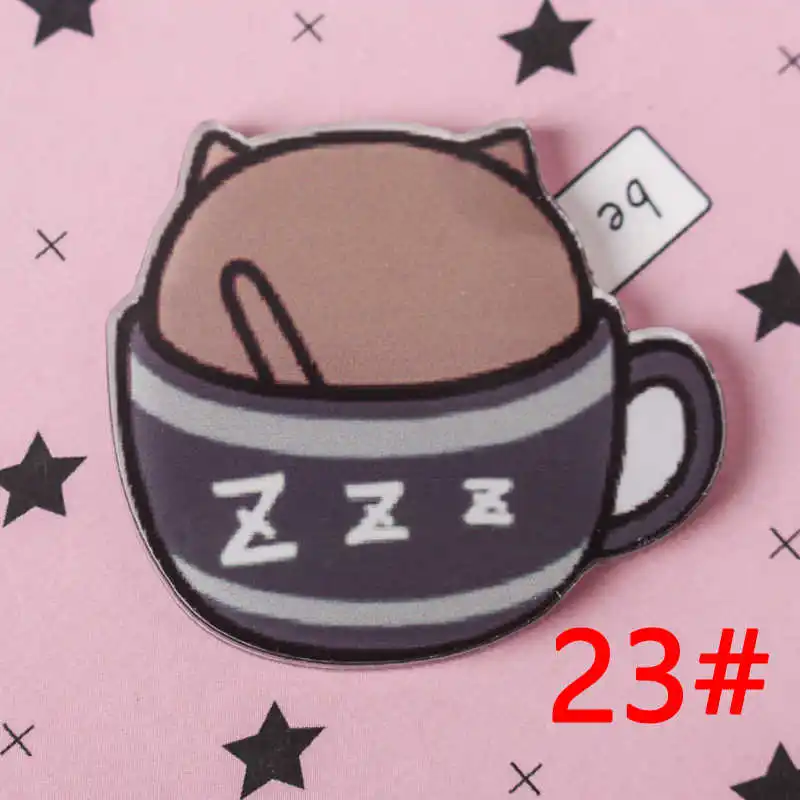 23 1 шт. Милая чашка в виде кошки Мультяшные значки на булавке Kawaii значок bacgets на рюкзак значки на одежду акриловые значки Z67 - Цвет: 23