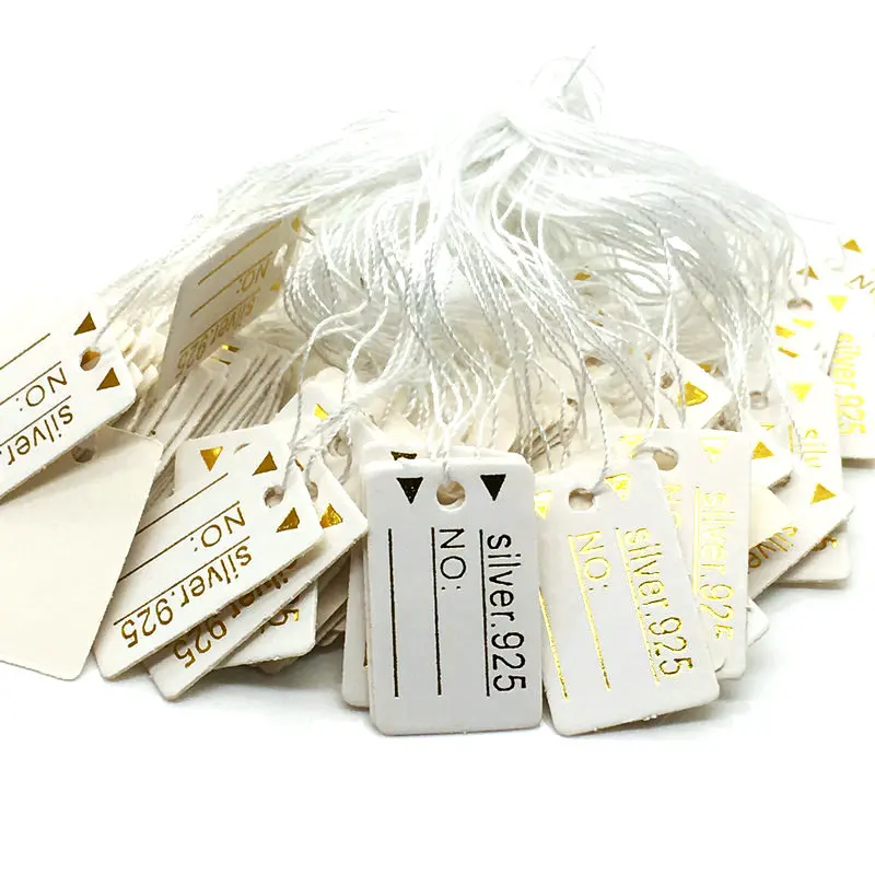 

2500pcs 24*15mm "925 Silver" Label Tie String Price Display Tags Luggage Wedding Note Blank Hang Tag