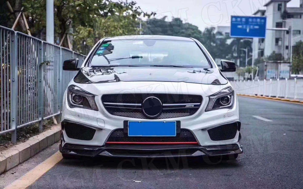 R1 стиль углеродное волокно передний спойлер бампера сплиттер для Mercedes Benz CLA класс W117 CLA180 CLA200 CLA250 CLA45 AMG FRP