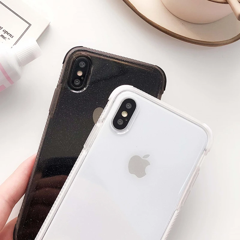Модный Блестящий Прозрачный мягкий чехол из ТПУ для iPhone XS Max X XR 6 6S 7 8 Plus яркий