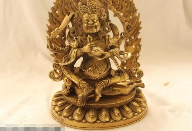 S6155 8 &quotКитайская Народная Бронзовый резные отличную Лаки Четыре руки Махакалы