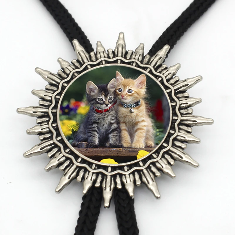 BOLO-0033 New Arrival Cute Cat Bolo Tie Glass Dome Lovely Cats Jewelry Western Ties For Women Mens Neck | Украшения и аксессуары