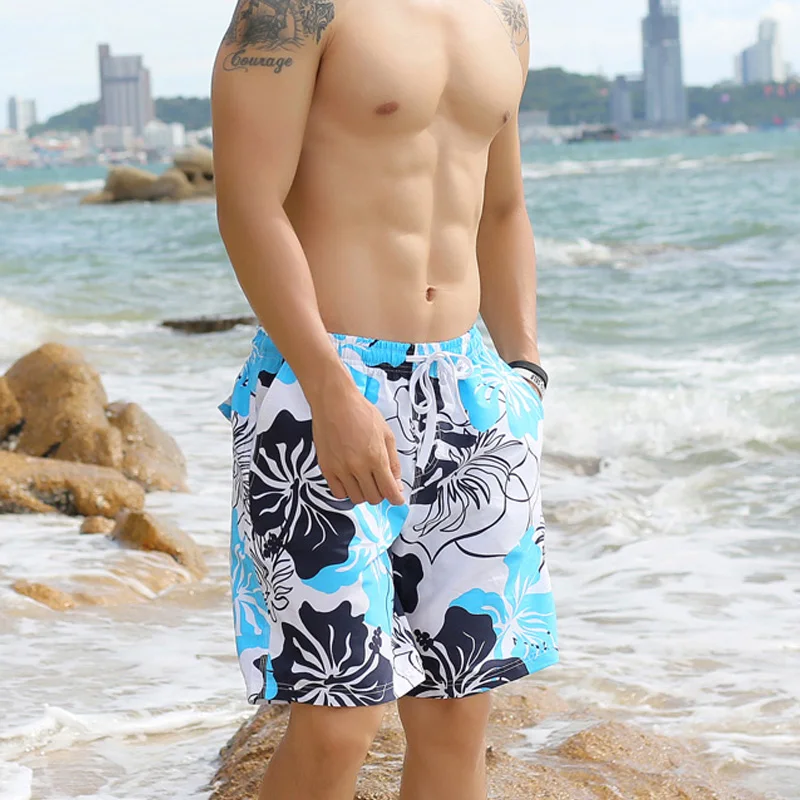 

Blue Flower Men Swimsuit Printed Swimwear Boxer Beach Shorts Quick Dry Swimming Trunks Sunga Sexy Swim Briefs Bathing Suit 167