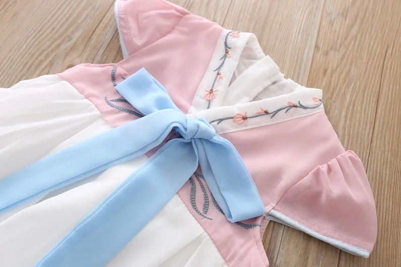 girls dress summer children's clothing white Chinese Style Students wear fashion Cloth silk Leisure Flower Princess | Детская одежда