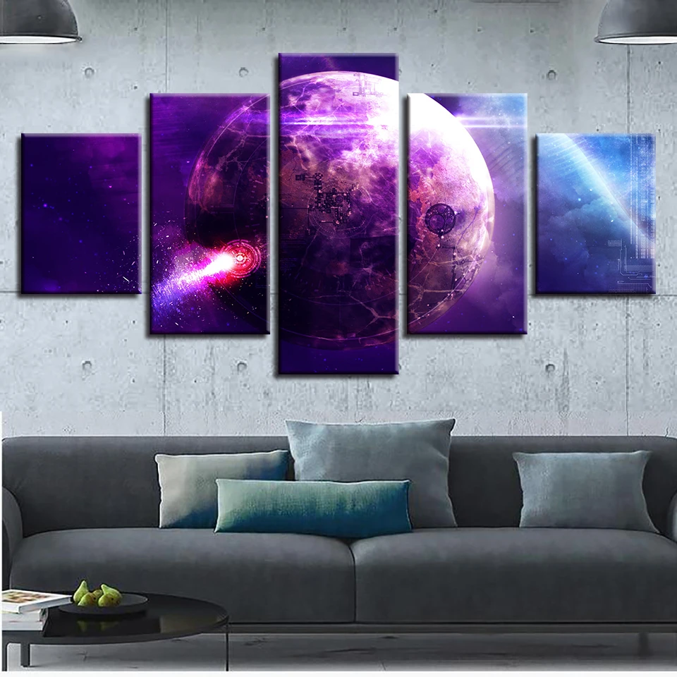 

Abstract HD Prints Modern Decor For Living Room 5 Pieces Earth Planets Scenery Pictures Wall Art Poster Modular Canvas Paintings