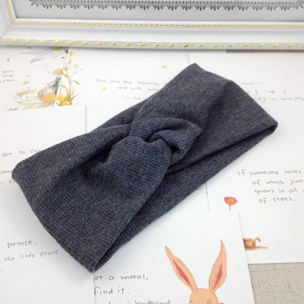 Dark Grey Модная однотонная повязка на голову для девочек, скрученная резинка для волос, аксессуары для волос, Женская повязка на голову, тюрбан - Цвет: Dark Grey