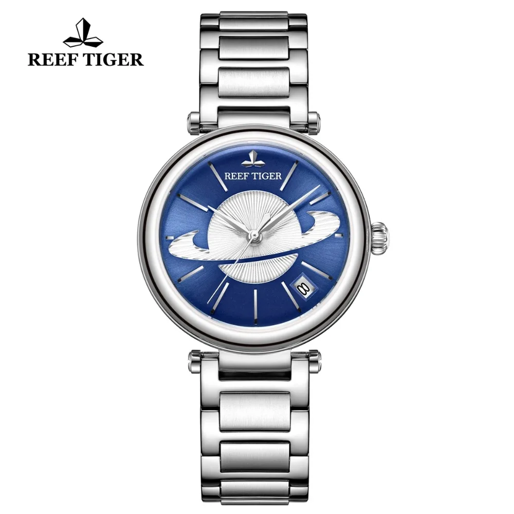 Reef Tiger/RT Luxury Rose Gold Blue Watch for Ladies Luxury Creative Watch Waterproof Women Watch Relogio Feminino RGA1591 enlarge