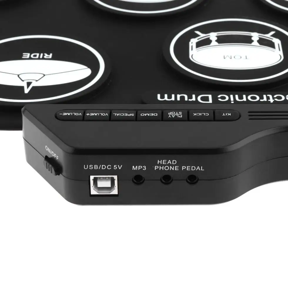 SLADE электронный цифровой USB 7 подушечек свернутый набор силиконовый Электрический барабанный комплект с барабанными палочками и поддерживающей педалью