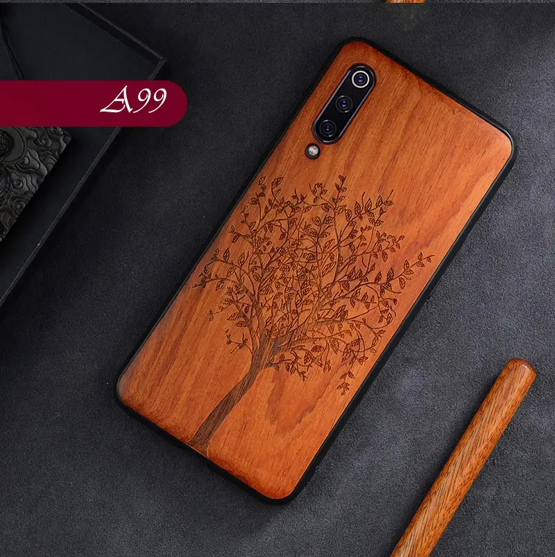 A99 Чехол для Xiaomi mi x 3 2 2S для mi 9T 9 9SE 8 SE CC9 CC9E Red mi Note 8 Pro K20 Твердый Чехол для резьбы по дереву Универсальный деревянный чехол - Цвет: A99