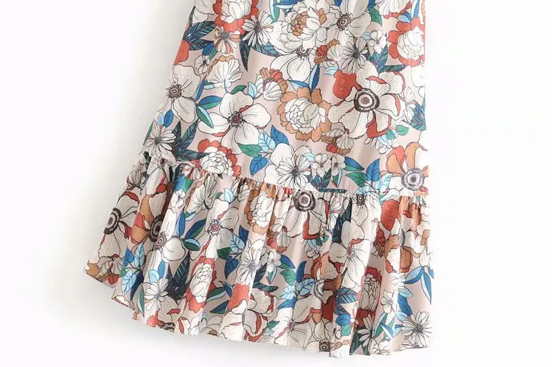Мода каскадные оборки Цветочные vestidos печать Асимметричная юбка faldas mujer Женская боковая молния шикарные юбки QUN350