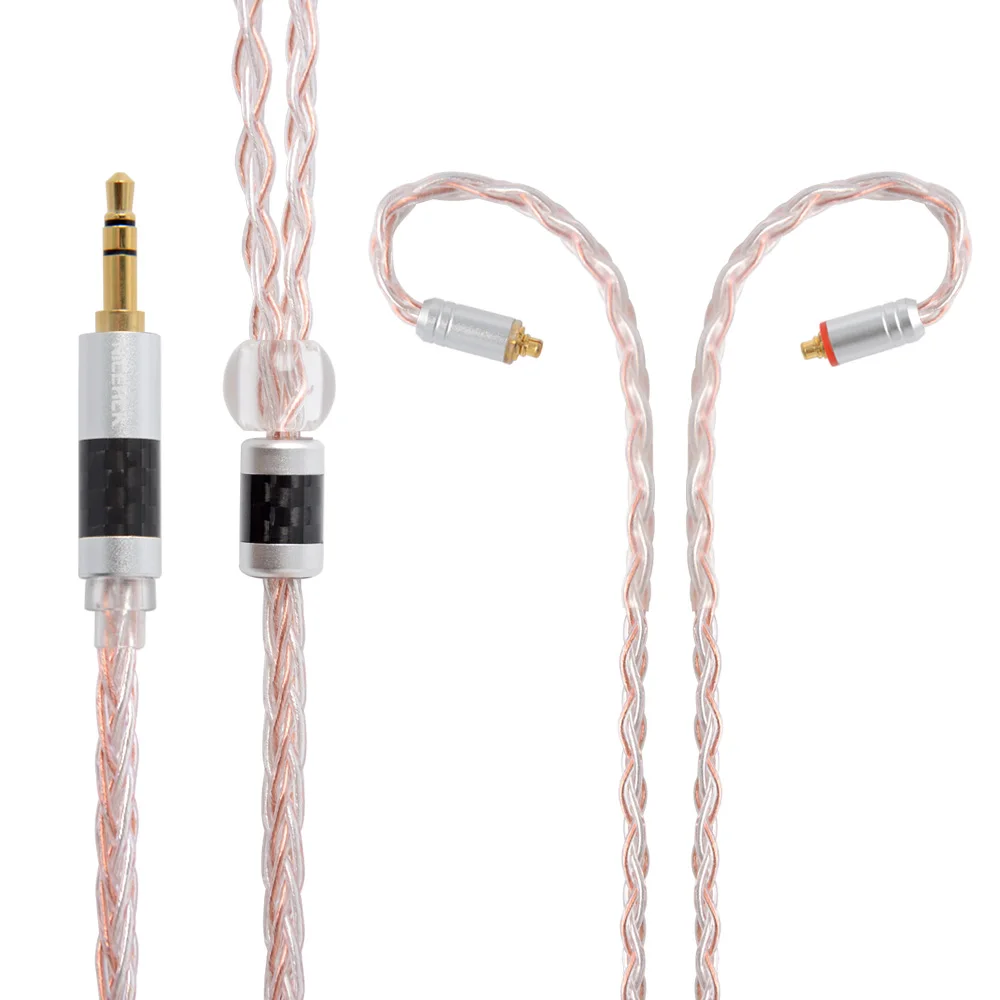 3.5mm plug with MMCX NICEHCK 8 Core Медный Серебряный смешанный обновленный кабель MMCX/2Pin type C/type-C/3,5/2,5/4,4 мм для KZZSN/ZS10/ZS7 CCAC10 C16 NICEHCK NX7 - Цвет: 3.5mm plug with MMCX