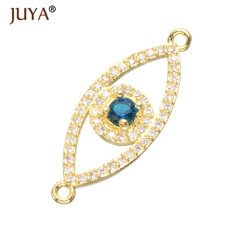 gold Juya модные Циркон Синий злой глаз браслеты для женщин счастливый амулет ювелирные изделия золото серебро Регулируемая цепочка греческий глаз браслеты - Окраска металла: gold