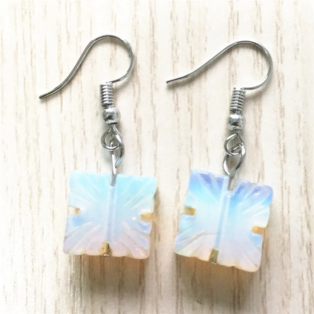 2019 Fashion Square Rose Sand Opal Topazs Drop Earrings for women Jewelry dangle earrings | Украшения и аксессуары