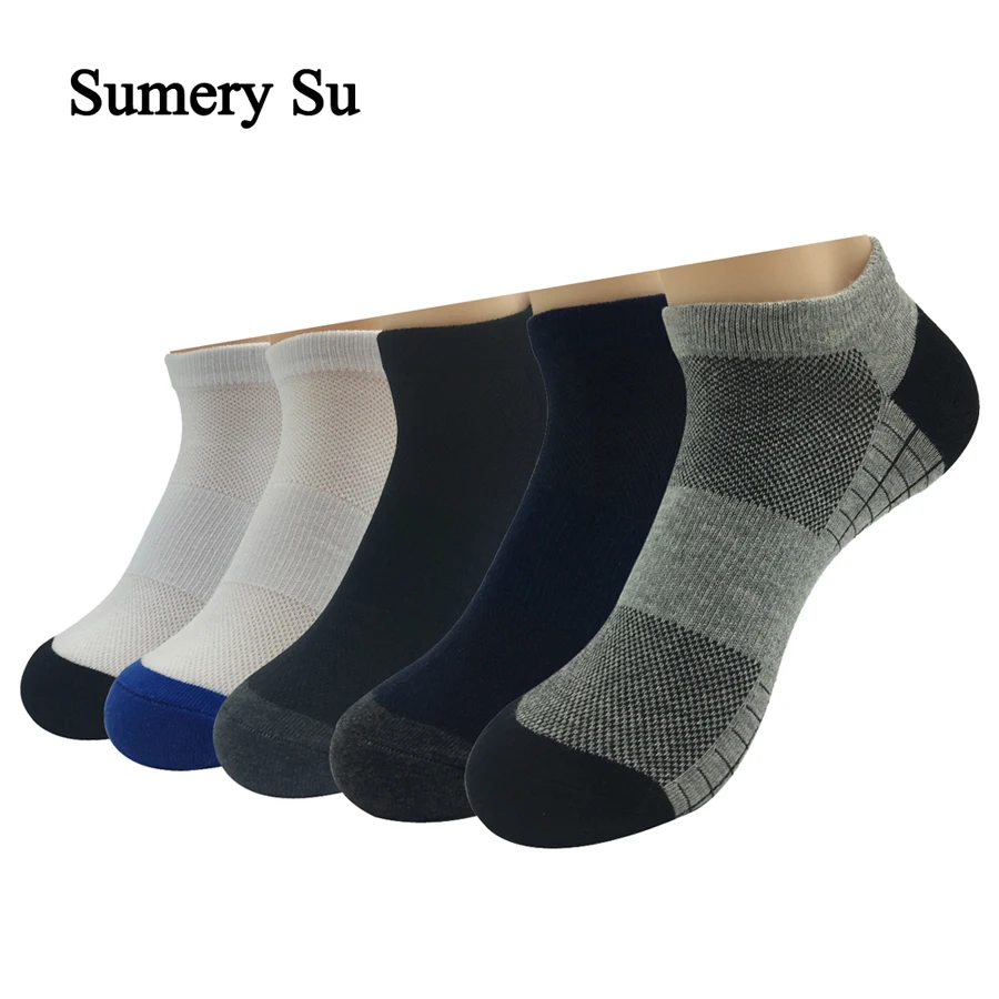 2020 Sumery Su Men's Cotton Mesh Sport Socks Compression Socks Ankle Sock Outdoor Basketball Socks 5 Pairs/Lot