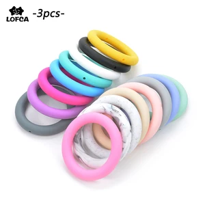 Силиконовые Бусины, кольцо для прорезывания зубов без бисфенола А, 3 шт.лот, Детские Прорезыватели, жевательные бусины для кормления, ожерелье, подвеска, игрушки сделай сам, цепочка для пустышки