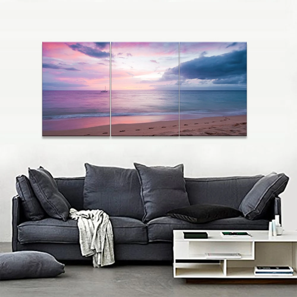 3 шт. настенная живопись на холсте цветной небесно-голубой пляж цифровой пейзаж