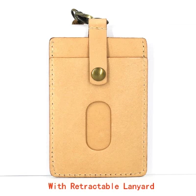 Khaki-Lanyard Alisara ID Чехол для бейджа топ из воловьей кожи выдвижной ремешок вертикальный ID держатель Брелок Бизнес автобус Имя тег держатели для ключей - Цвет: Khaki-Lanyard