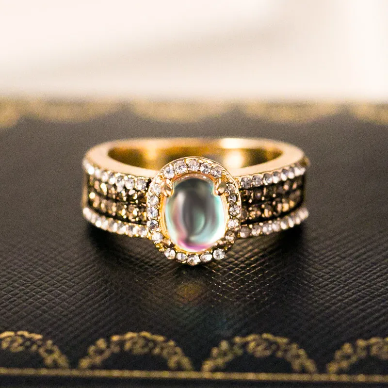 YOBEST 2019 модное Золотое кольцо с огненным опалом Ювелирные изделия для женщин
