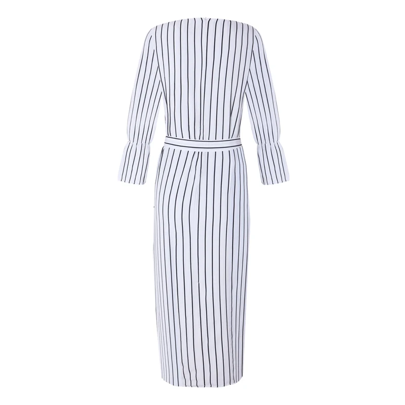 OTEN мусульманка Абаяосень женское платьехлопокС длинным рукавомПолосатый принт