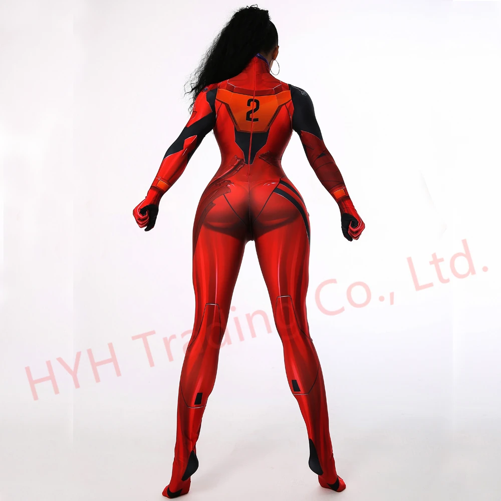 Женский костюм для косплея Asuka Langley Soryu на Хэллоуин цельнокроеный унисекс Zentai |