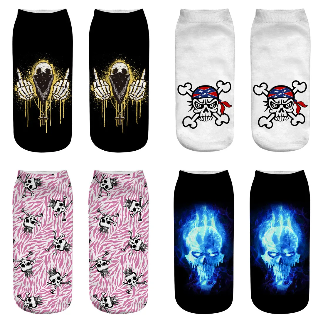 Японский аниме мультфильм Цельный череп носки Скелет унисекс повседневные