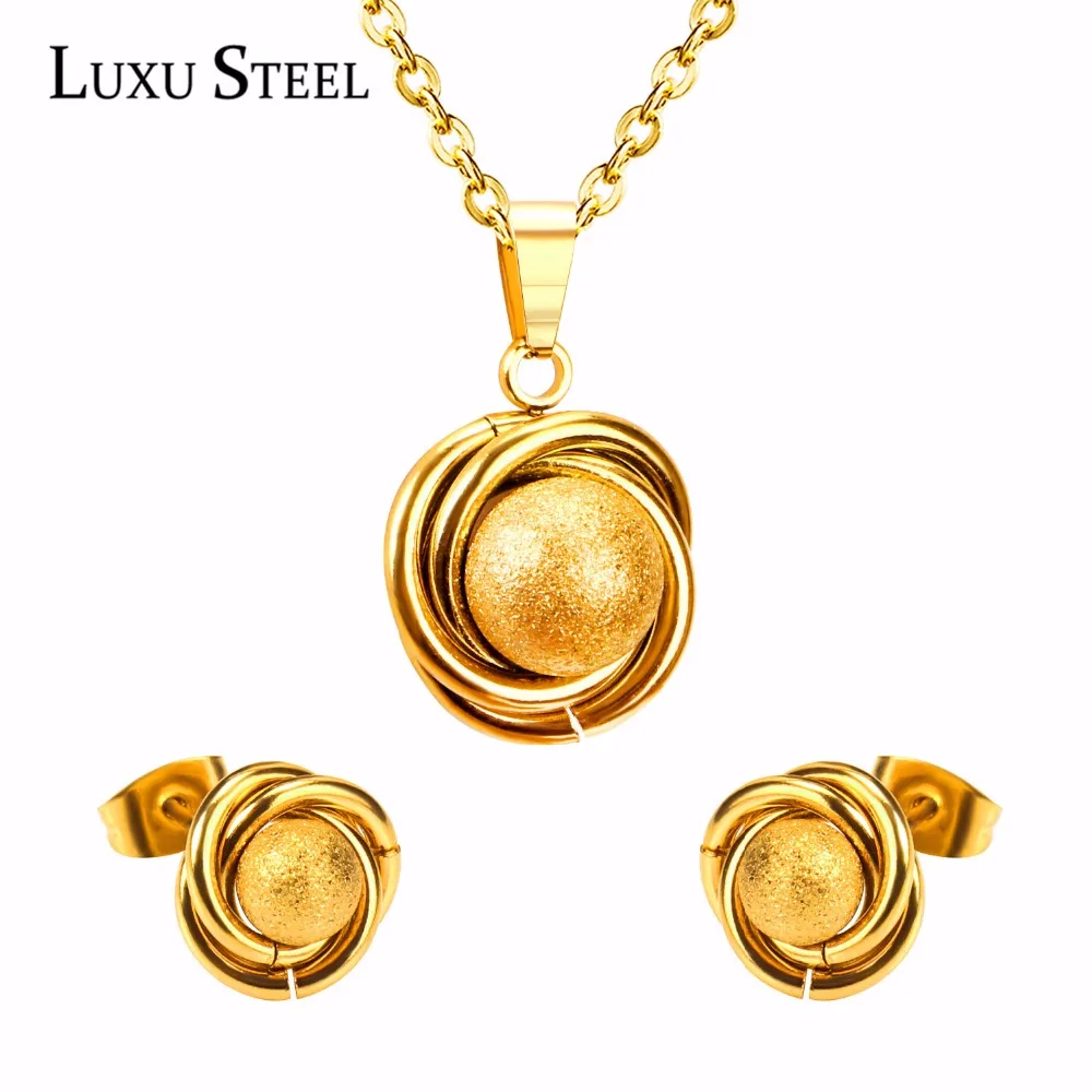 Серьги LUXUSTEEL Brinco для женщин нержавеющая сталь золотой цвет поверхностный шар и
