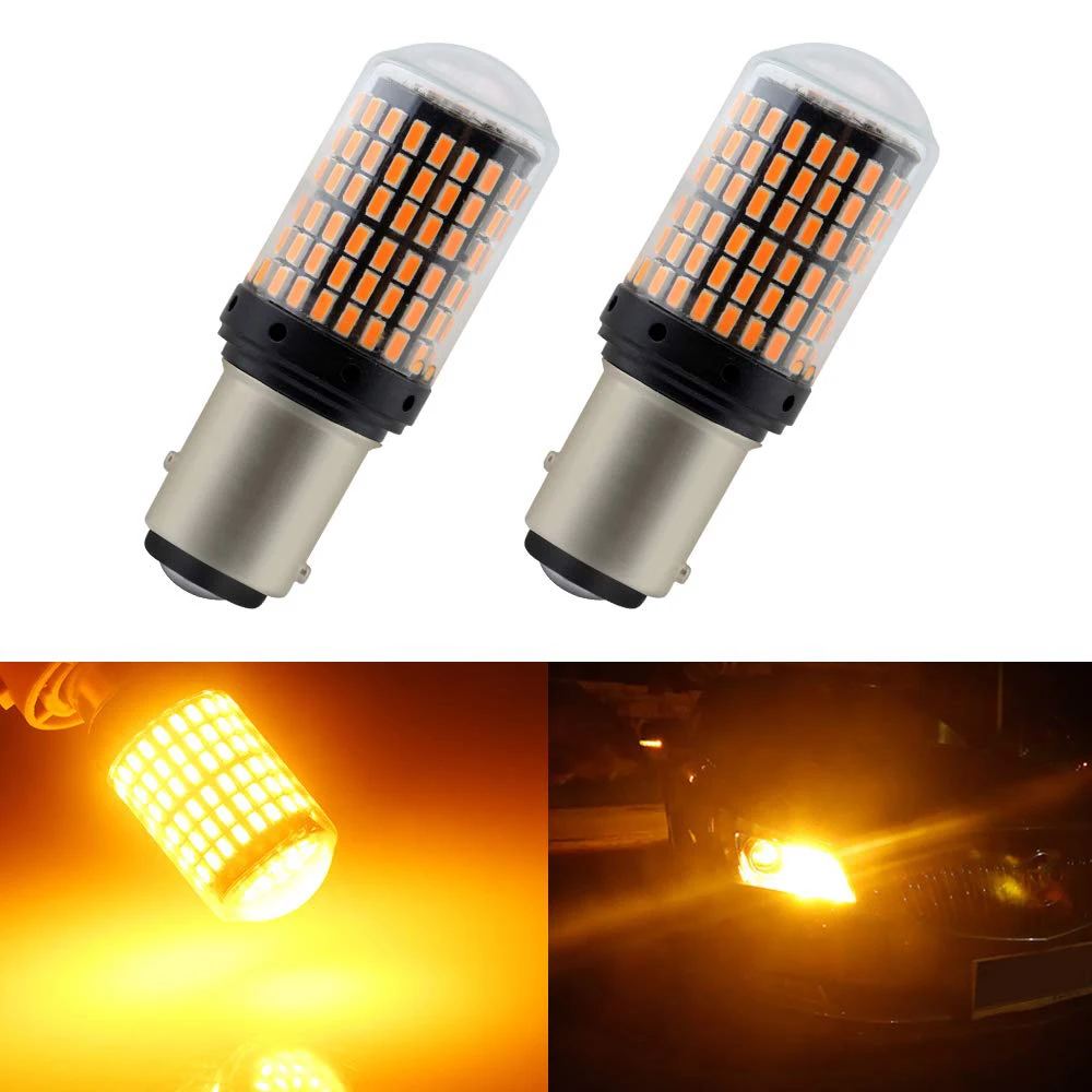 Автомобильный светодиодный светильник 2 шт. поворота Янтарный P21W BAY15D 1157 Amber Canbus 3014