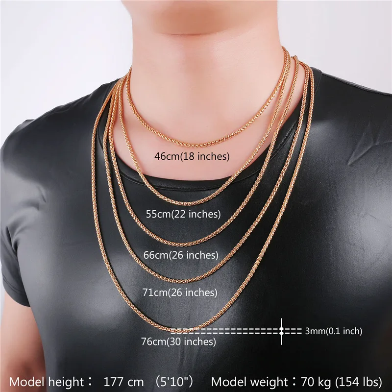 Витая Ювелирная цепочка с покрытием из на шею для мужчин желтого золота/черного