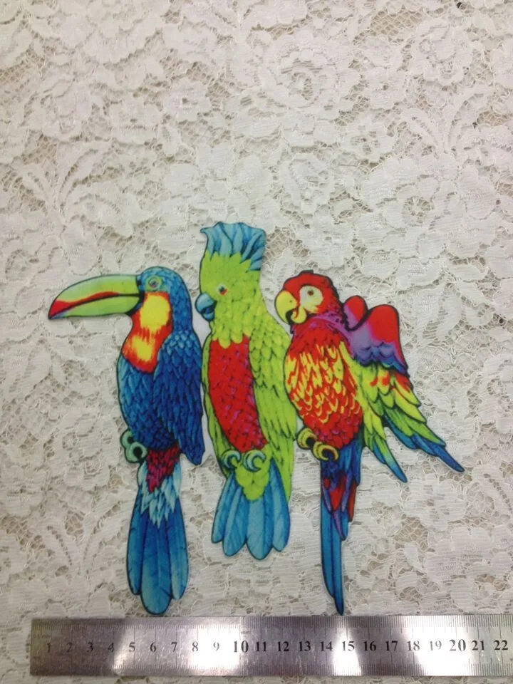 1 шт. разноцветные термоклейкие нашивки с рисунком попугаев и животных