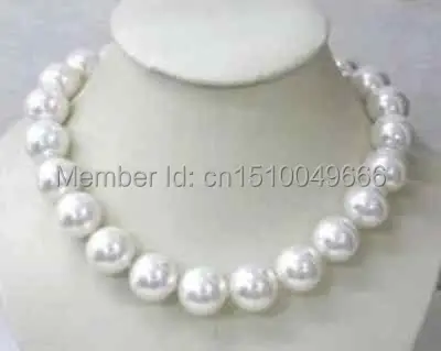 

FREE SHIPPING Gorgeous 16mm AAA white shell pearl necklace 18"