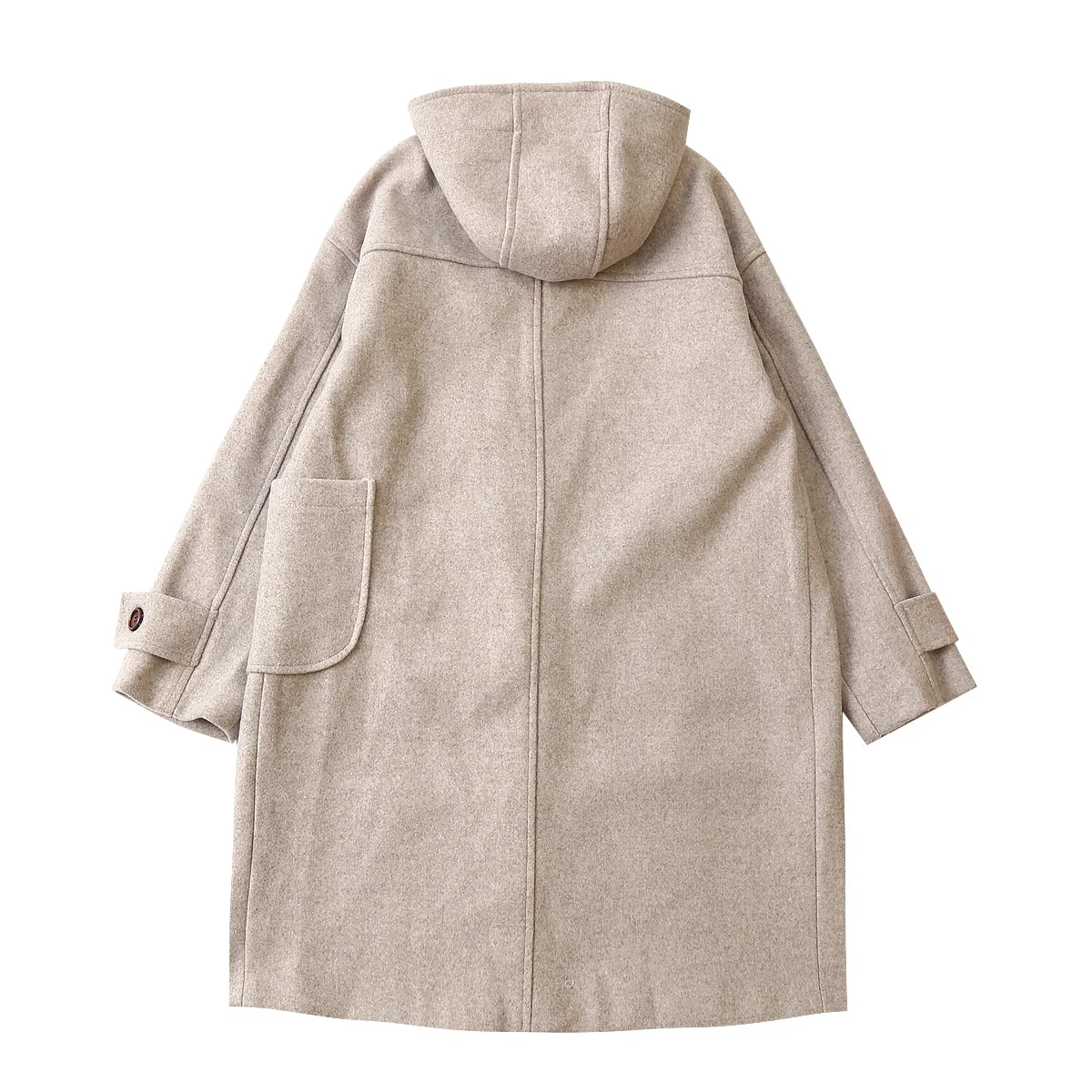 Женское повседневное шерстяное пальто длинное с капюшоном и пряжкой в стиле