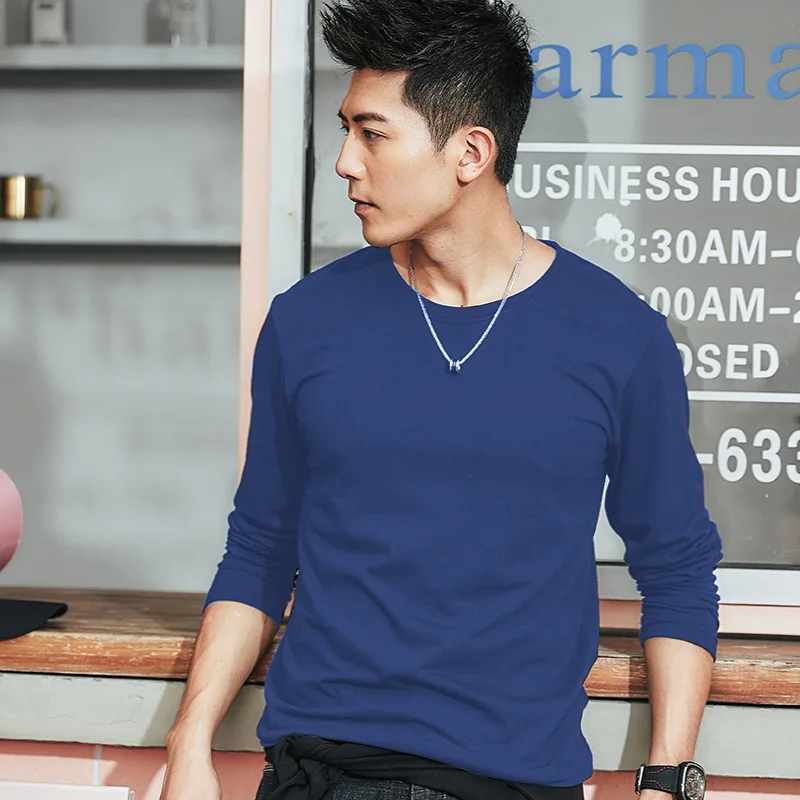 

MRMT 2022 Brand New Winter Men's T-shirt Cotton Pure Color Long Sleeve Round Collar T-shirt for Male Tops Tshirt