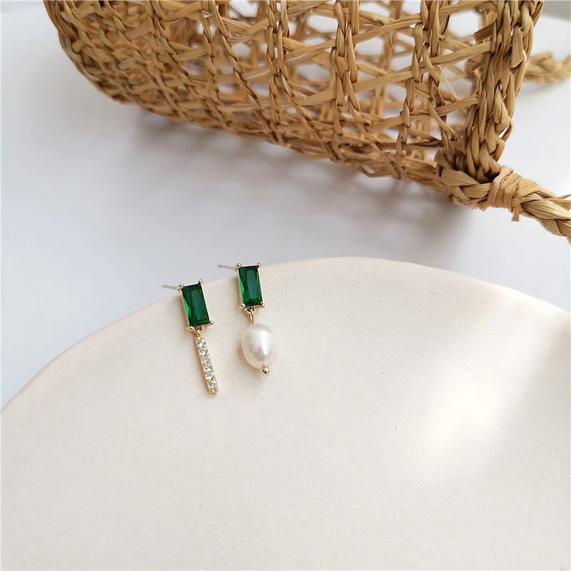 Женские серьги-подвески GWACC серьги в Корейском стиле с зелеными кристаллами и