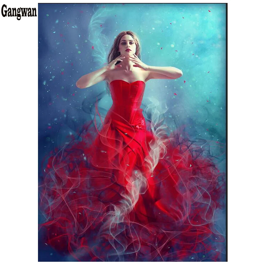 Алмазная вышивка с изображением танцующей женщины Красного платья алмазная