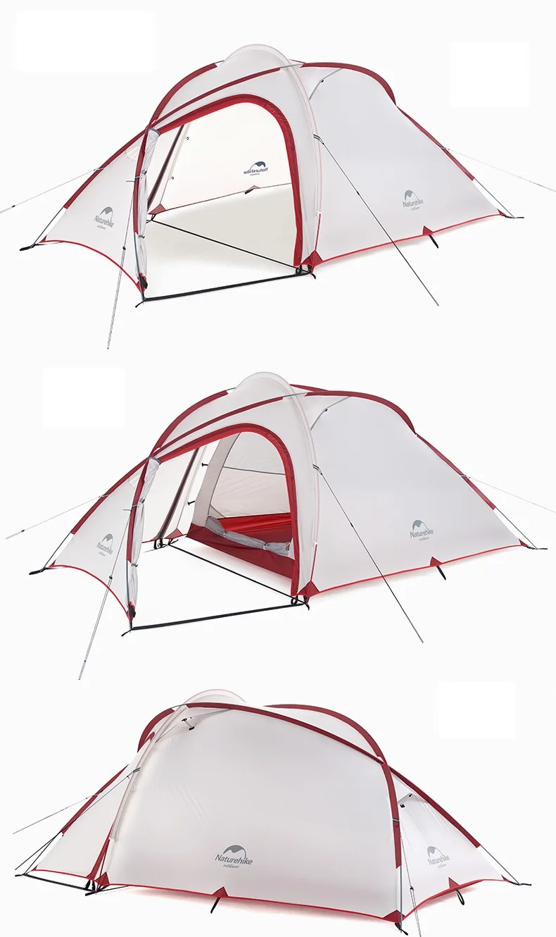NatureHike Hiby 3 Человек Палатка Открытый 2 комнаты 3 человека 20D нейлон силиконовый Сверхлегкий Семейный Кемпинг палатка красный/серый
