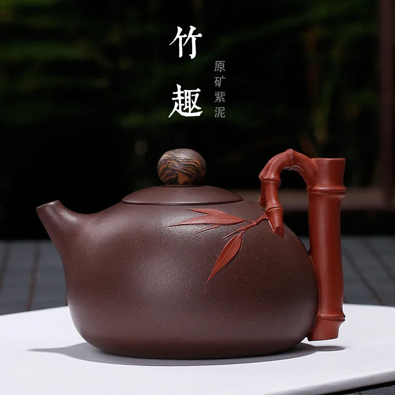 

Sand Pot Ore Mine Purple Mud Bamboo Leaf Teapot Wholesale Dual-color Full Hand-made Genuine One Substitute Manufacturer